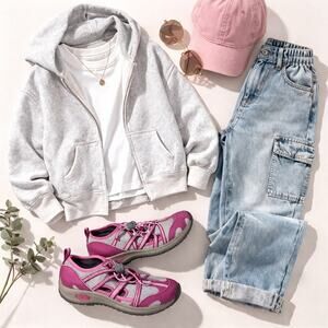 Chaco OutCross Kids US 4 Violet Quartz Pink Gray Water Hiking Shoes Gorpcore